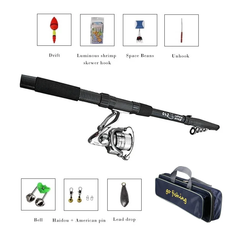 Телескопическая рыболовная удочка 2 1 м катушка для удочки комбинированная