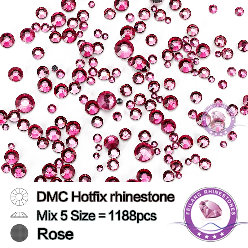 Стекло DMC с горячей фиксацией горного хрусталя розового цвета железные на