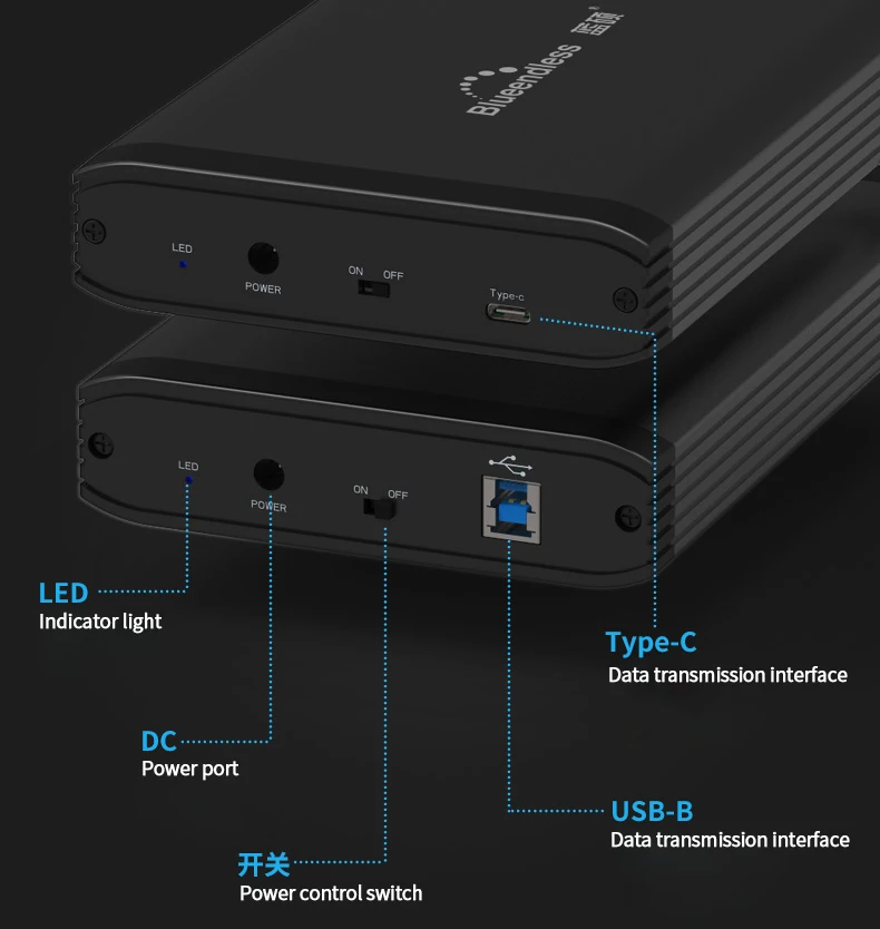Blueendless HDD 3," внешний жесткий диск Алюминиевый Usb 3,0 жесткий диск Sata 1 ТБ до 4 ТБ, украшенное мозаикой из драгоценных камней, 12V 2A AC Мощность Disco Duro Externo