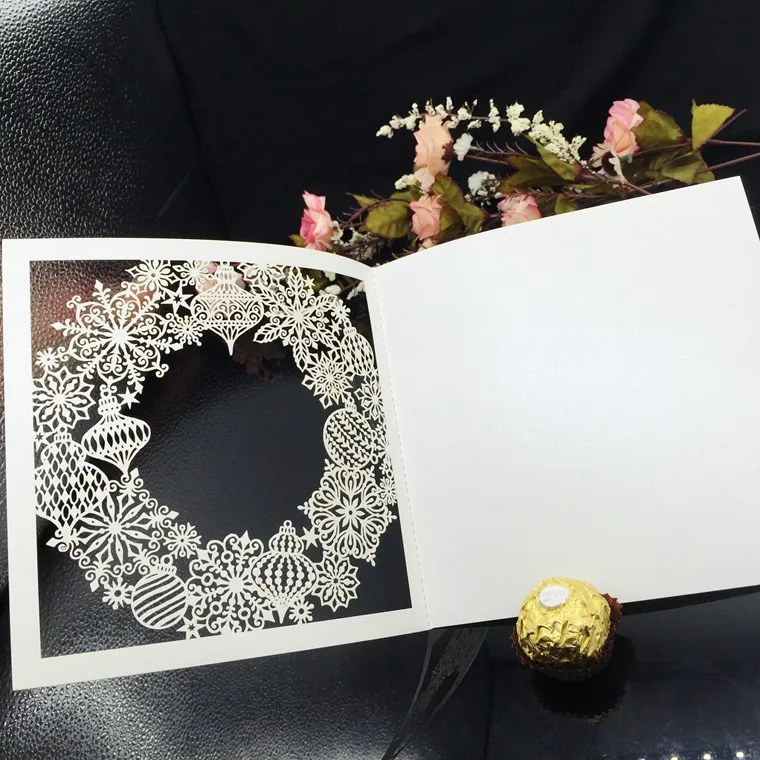 

200pcs Laser Cut Hollow Snowflake Flower Invitations Card For Wedding Party Invitation Cards with Envelope & Seal