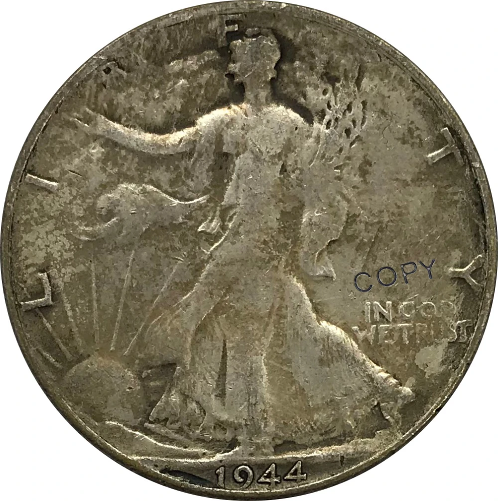 

S 1944 United States Walking Liberty Half Dollar Cupronickel Plated Silver Collectibles Copy Coins
