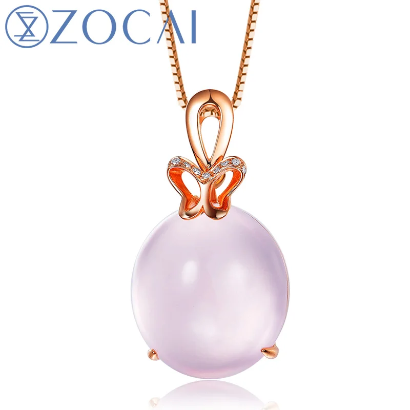 Новое поступление ZOCAI 15 КТ Сертифицированный розовый кварц 18 K кулон розовое