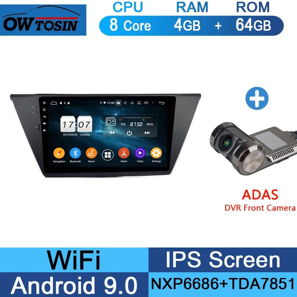 64G Adas Camera 10," ips 8 Core Android 9,0 4G ram+ 64G rom автомобильный проигрыватель с радио и GPS для Volkswagen VW Touran DSP CarPlay Parrot BT - Цвет: 64G Adas Camera