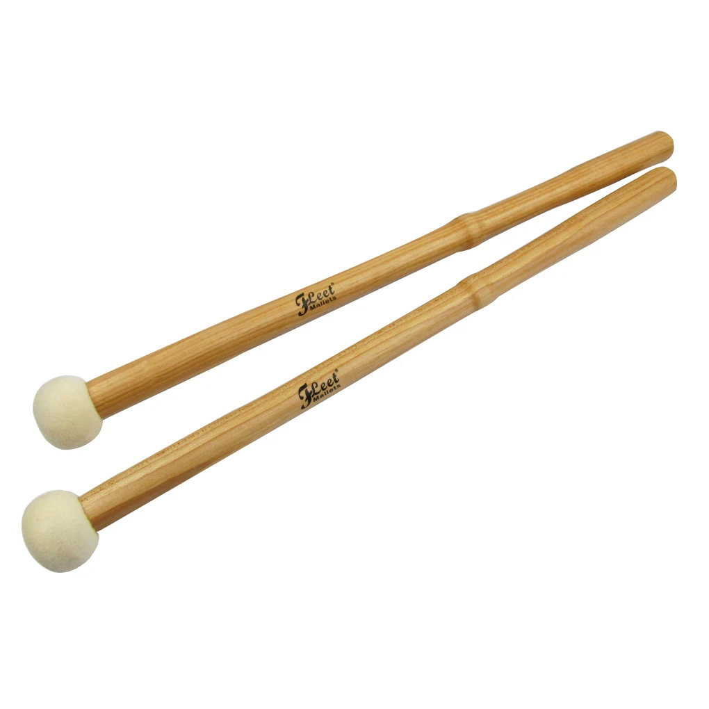 1 пара твердых фетровых головок тимпани Mallets Кленовая ручка Precussion Mallets палочки Барабанные аксессуары