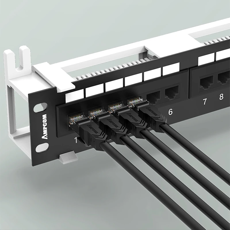 AMPCOM (UL Listed) 12-Port Cat6A / Cat6/ Cat5E UTP Mini Patch Panel with Wallmount Bracket Included Black images - 6