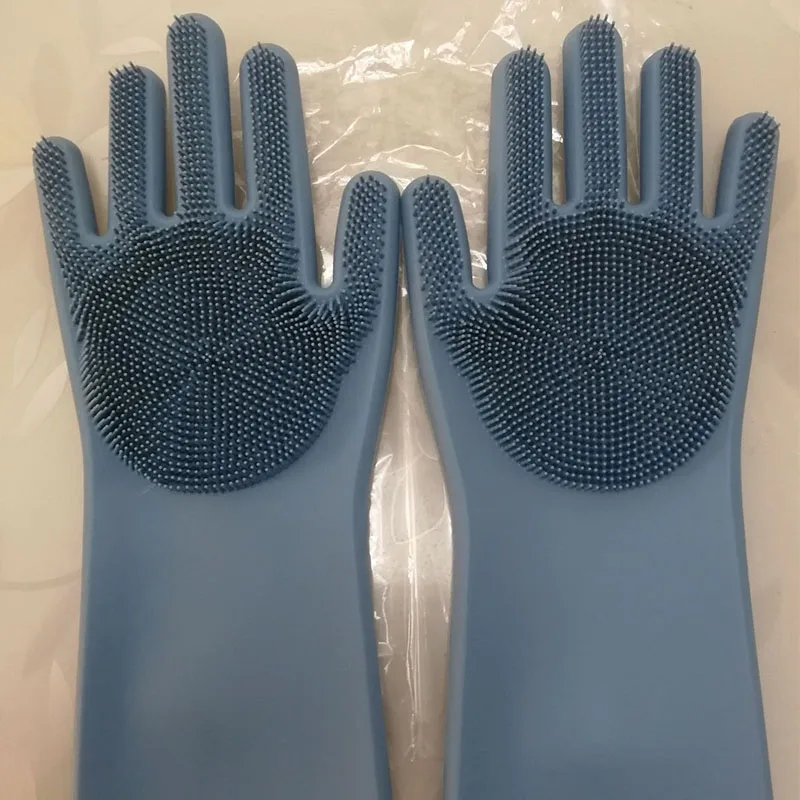 2 шт./пара силиконовые скруббер резиновые перчатки для уборки пыли мытья посуды