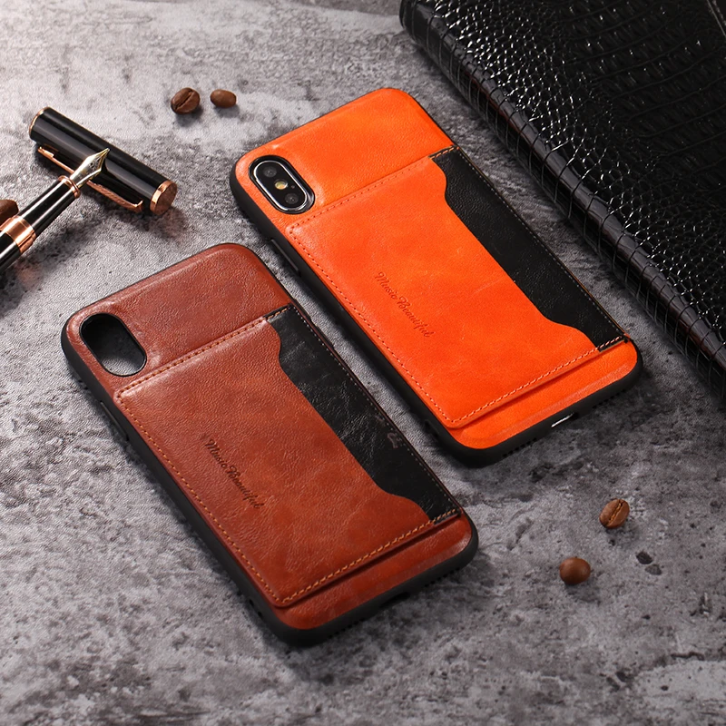 Оригинальный чехол из искусственной кожи для iPhone XS MAX XR X с карманом карт деловой 7