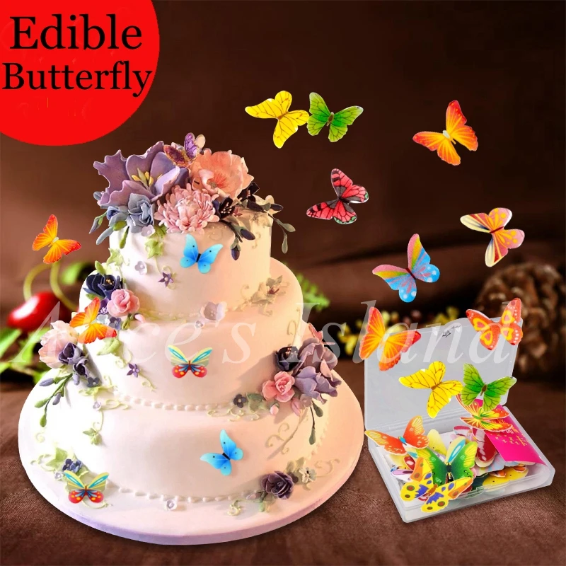 

34pcs 3D Edible butterfly Cake Decoration Wedding Birthday Party Baby Shower cake idea decoration cake edible paper