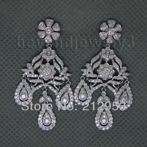 

Fashion Jewelry In Solid 14Kt White Gold Natural Dia Fantastic Engagement Earrings WE001