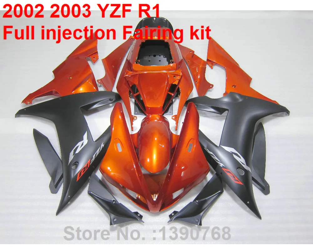 

Motorcycle unpainted bodywork fairing kit for Yamaha fairings YZF R1 2002 2003 burnt orange black fairings set YZFR1 02 03 BV21