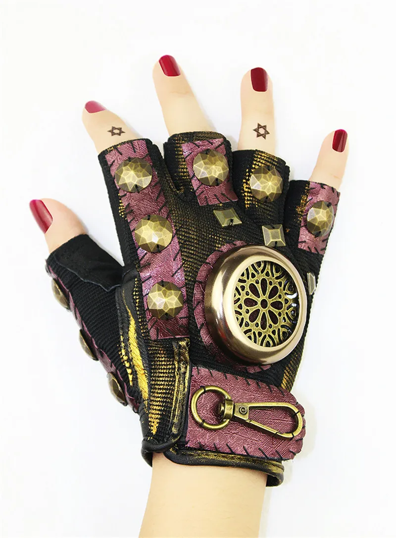 Takerlama Steampunk gear кожаные панк-перчатки винтажные готические унисекс косплей перчатки средневековые аксессуары перчатки на половину пальца