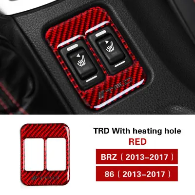 TRD RED With Hole Для Subaru BRZ Toyota 86 2013- модификация автомобиля углеродное волокно Кнопка подогрева сиденья наклейки и наклейки для автомобиля TRD STI накладка - Название цвета: TRD RED With Hole