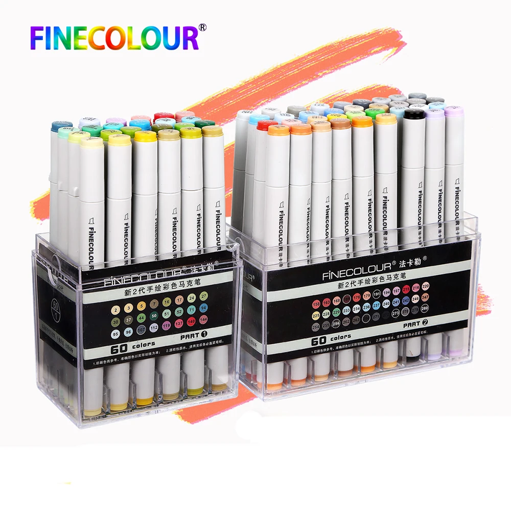 Najtaniej 72 Szt. Zestaw Finecolour Profesjonalny Szkic Na Bazie Alkoholu Marker Na Atrament Manga Dwugłowy Markery Do Rysowania