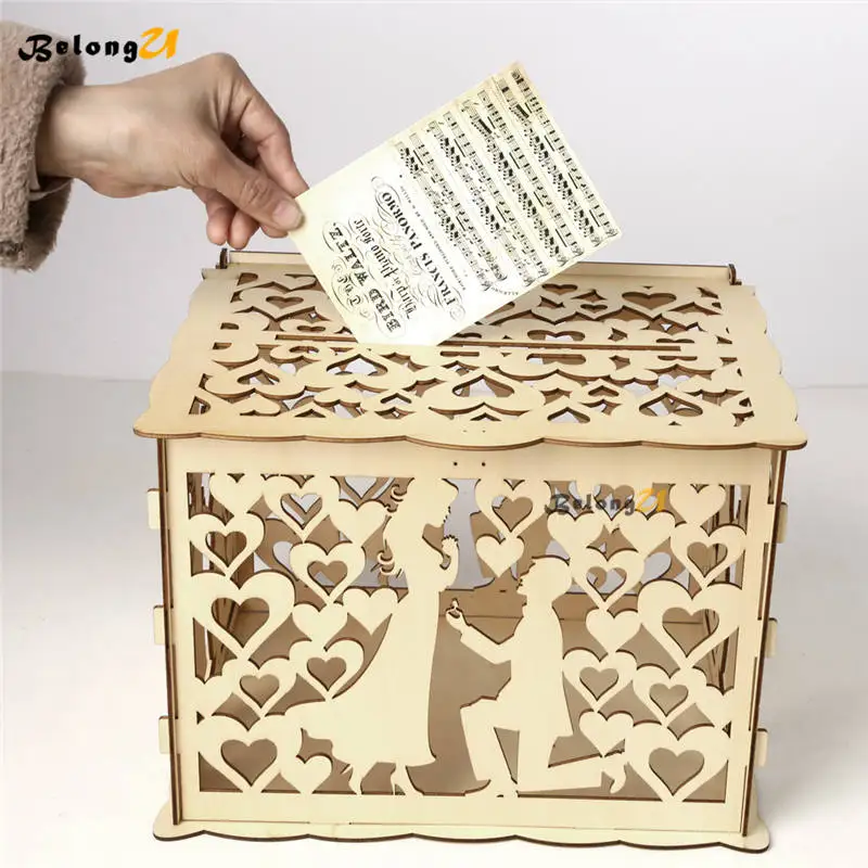 Винтажная Подарочная денежная коробка DIY для свадебных карт с замком со слотом