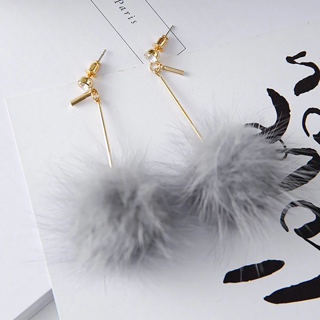 Anise новые норковые меховые длинные серьги шарики преувеличенная имитация