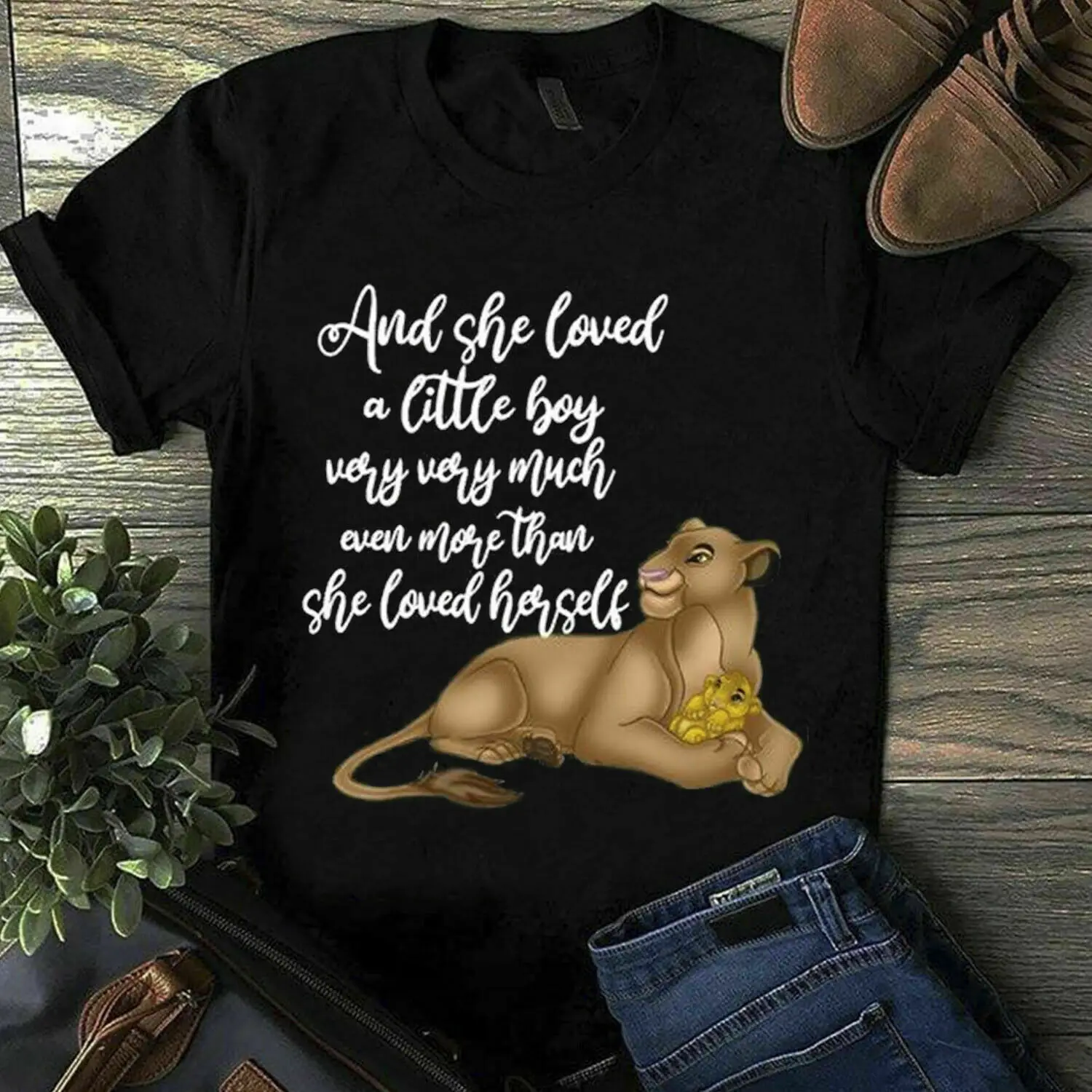 The Lion King Nala She очень люблю маленького мальчика женская черная футболка мужская и