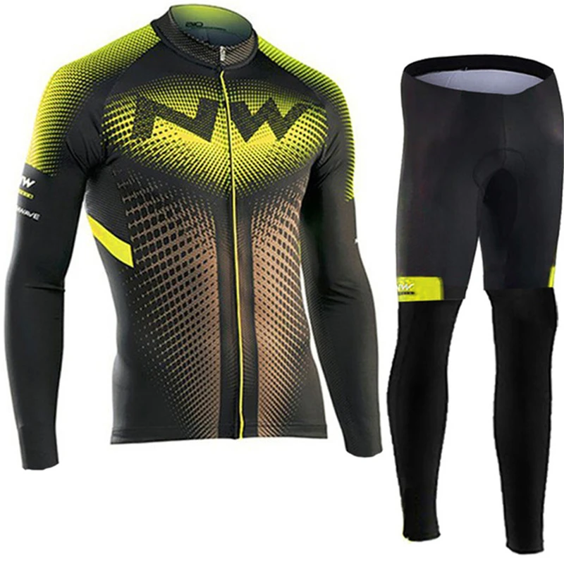 long jersey set9 Летняя NW велосипедная Джерси длинная термо флисовая NORTHWAVE Pro Team гелевая Подушка 19d MTB велосипедная одежда Ciclismo Ropa Ciclista - Цвет: long jersey set9