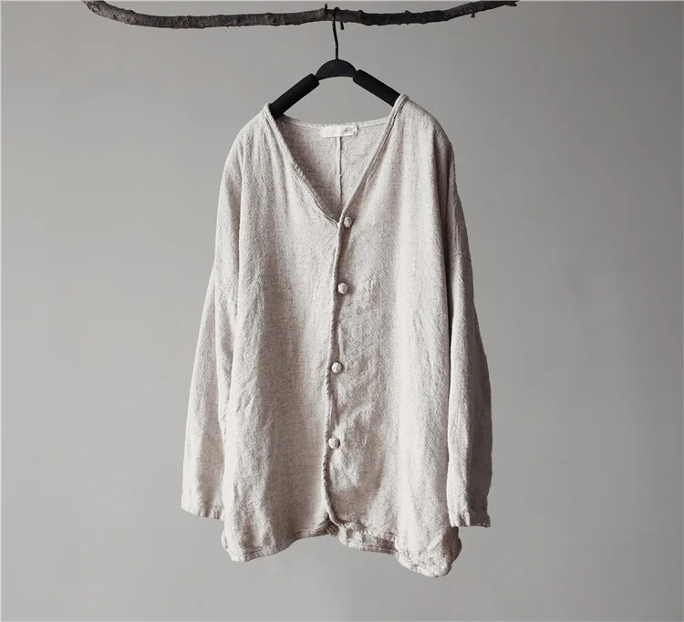 Женская свободная рубашка с длинным рукавом из хлопка и льна|designer blouse|casual blouseloose