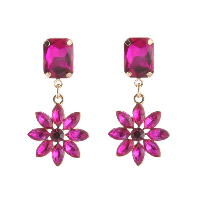 NeeFu WoFu Висячие стеклянные серьги с хрустальными цветами большие висячие из