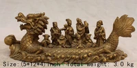 12 7 cm delicate chinese brass mythical figure eight immortals crossing the sea by dragon boat