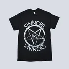 Fashionshow-JF Sinners Are Winner унисекс 90s гранж готическая Черная футболка хипстеры Satanic Graphic Tee