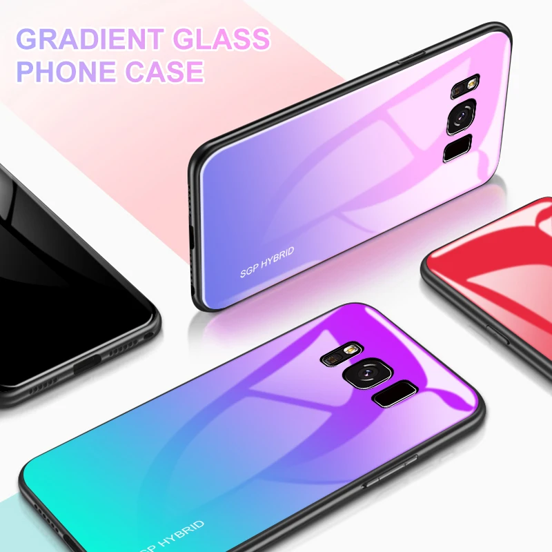 Градиентный цветной чехол-накладка из закаленного стекла для Samsung A30 A50