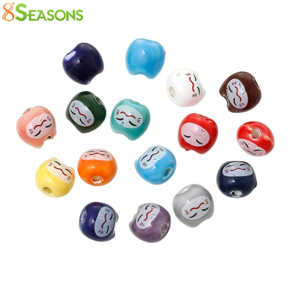 Круглые керамические бусины 8 сезонов милый рисунок мультяшного кота сделай сам
