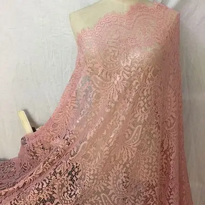 Shrimp pink Красивые ресницы свадебные кружевные ткани ручной работы материал вечернее платье одежда ткань ширина 150 см 3 м/шт - Цвет: Shrimp pink