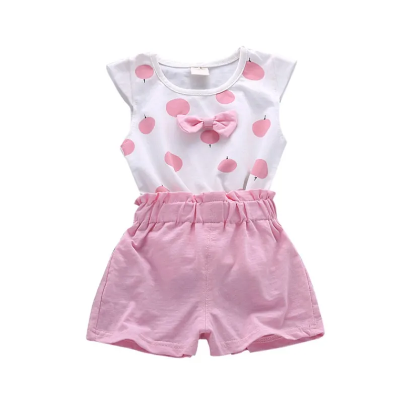 

Toddler Baby Girls Summer Sets Print Bowknot 2pcs Girls Summer Set Kids Casual Suit Tracksuit Sweatshirt New