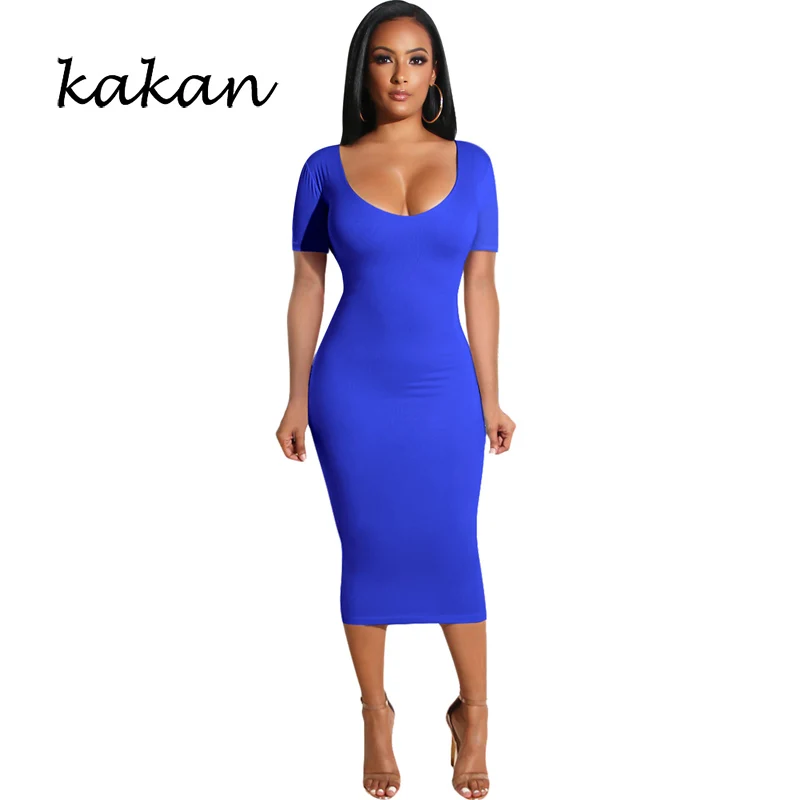 

Kakan summer new women's dress stitching open back hollow pleated dress round neck short-sleeved openwork dress