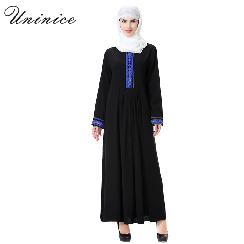 Мусульманское платье с вышивкой и длинным рукавом мусульманское