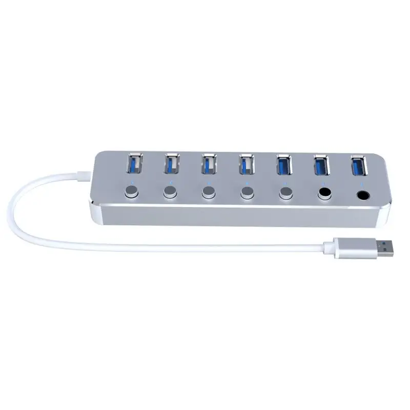 Алюминиевый 3,0 Суперскоростной концентратор 7 портов внешний Micro-USB hub-разветвитель портативный для Apple Macbook Air ноутбук ПК планшет концентратор
