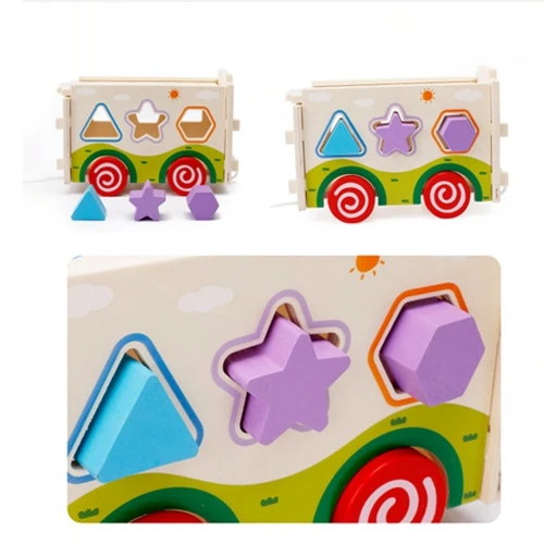 Montessori 3D Wooden disassembly toy shape cognitive pairing small train toys for children educational blocks free shipping | Игрушки и