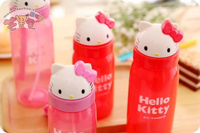 350 мл hello kitty, детский чайник для девочек, студенческий милый розовый, красный, мультяшный чайник на присоске, спортивные бутылки для улицы