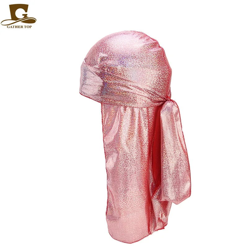 Мужская шелковая блестящая бандана мужской тюрбан Du Rag аксессуары для волос |