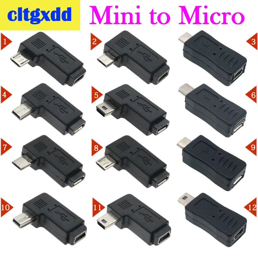 Cltgxdd 90/180 градусов левый и правый угловой мини USB 5 контактный гнездовой адаптер