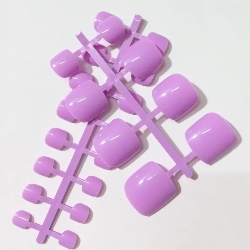 Purple 24 шт. белые акриловые накладные ногти для пальцев ног карамельного цвета накладные ногти для пальцев ног DIY Маникюрный Инструмент для маникюра - Цвет: Purple
