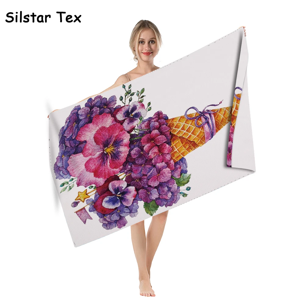 Треугольное пляжное полотенце Silstar Tex с цветочным принтом микрофибра для душа
