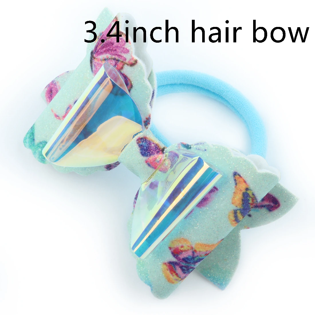 mermaid pvc-6 1 PC Child Hair Bow Tie Elastic Hair Band Glitter Hairbow Rope Rainbow Sequin Sparkly 3 Inch Bows Mermaid Girls Sweet Headwear - Цвет: mermaid pvc-6