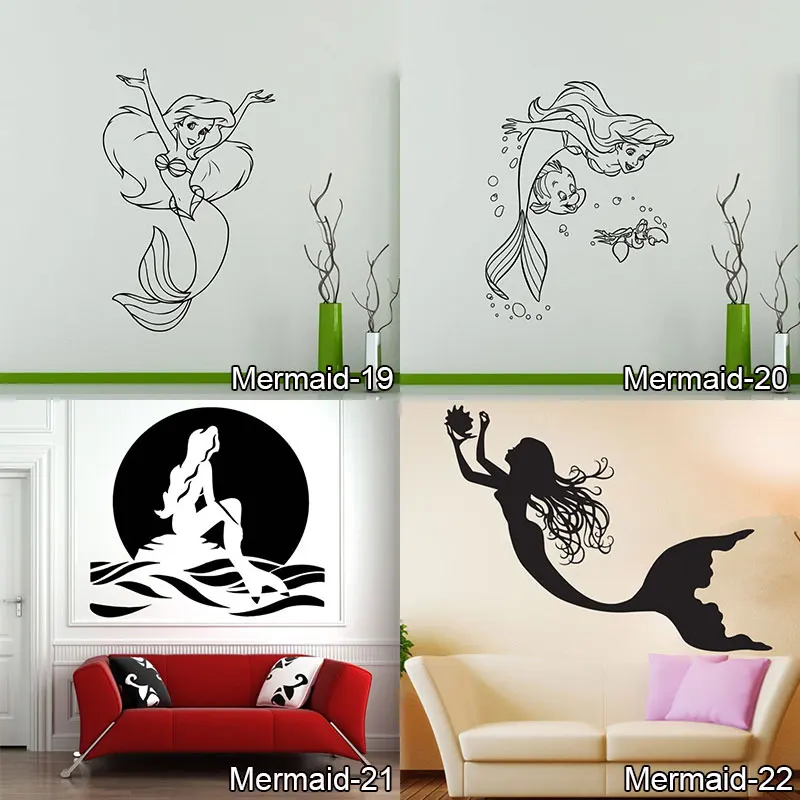 Настенные Стикеры с русалочкой для украшения дома Декор Наклейка ванной стикер