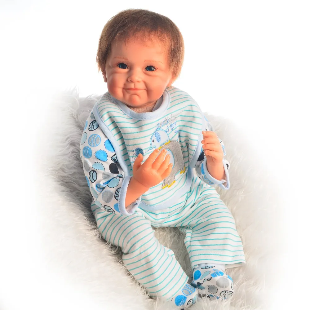 Уникальная кукла для мальчика smiley reborn 55 см силиконовые куклы новорожденных