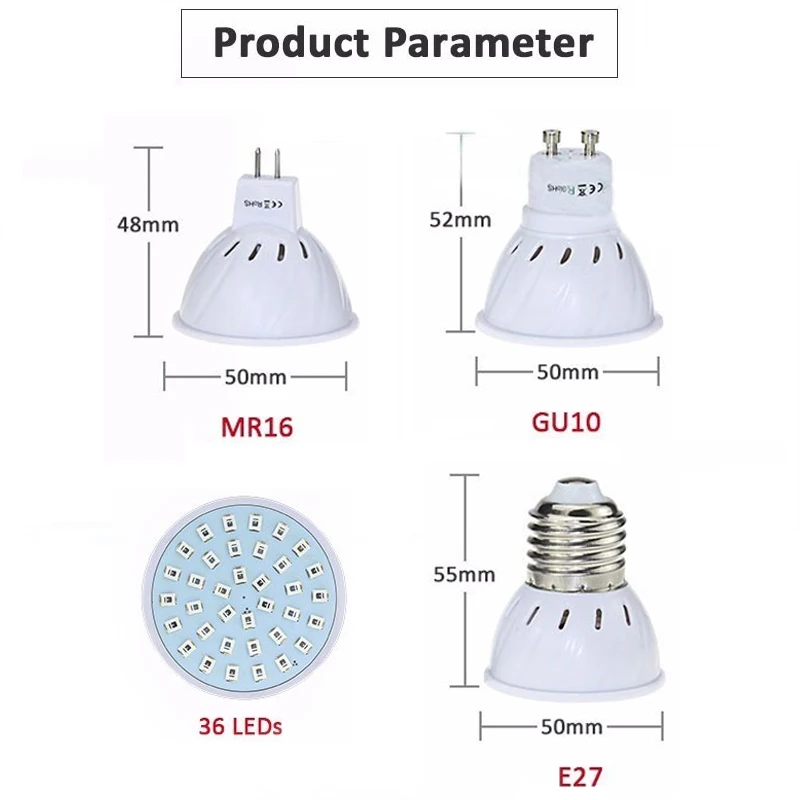 Светодиодсветильник лампа для растений 220 В E27 GU10 MR16 SMD2835 36 54 72 | Лампы и освещение
