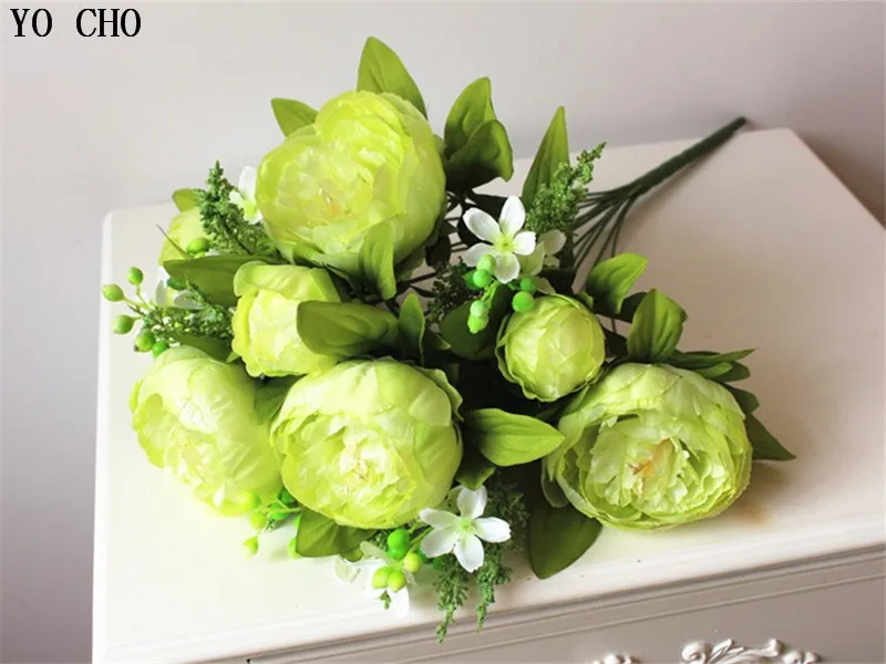 YO CHO(7 голов/Букет) новинка. Шелк/имитация/искусственный цветок пион букет цветов