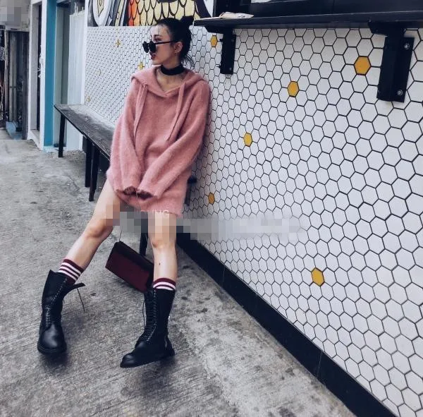 2019 Women Mink Cashmere Sweater With Pocket Pullover Hooded Knitted Jumper Coat Angola fluffy sweaters Free Shipping Z455 | Женская