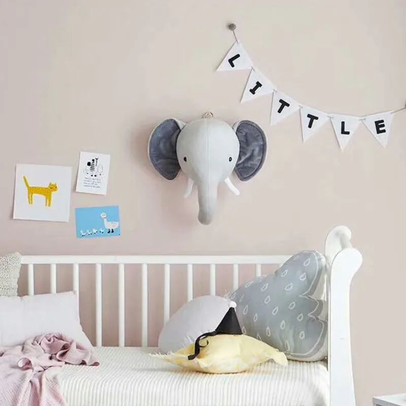 Gray Elephant 3D голова животного настенное крепление Зебра/Слон/жираф детская комната Настенное подвесное украшение на день рождения Рождественский подарок - Цвет: Gray Elephant