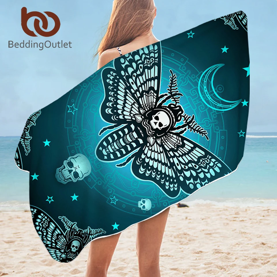 BeddingOutlet банное полотенце из микрофибры в виде моли смерти готический череп