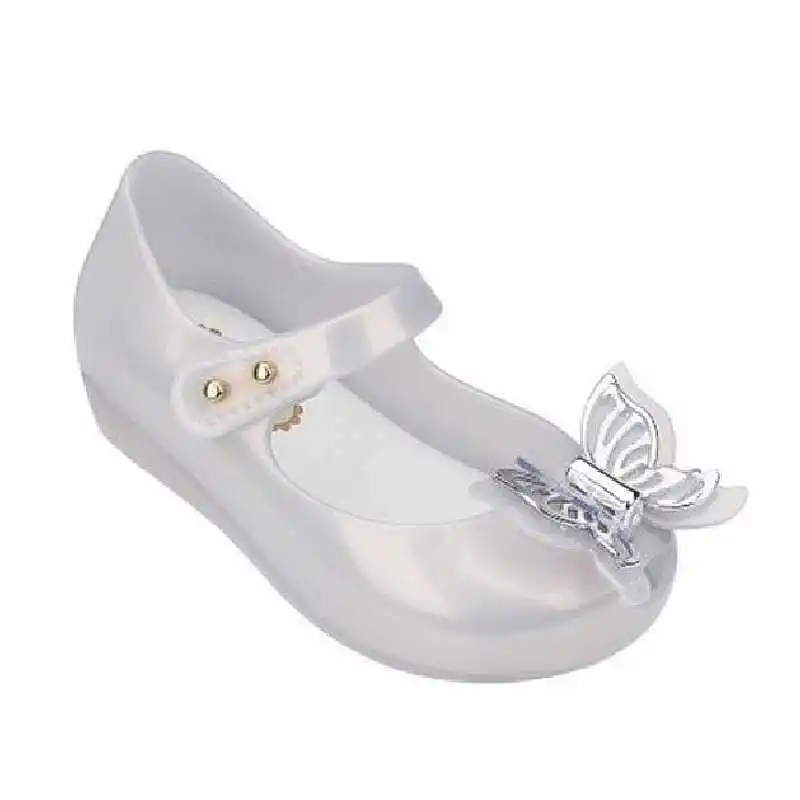 Kids Silver Красивые тапочки с бабочкой для девочек; прозрачная обувь с открытым носком; обувь для мамы и дочки; пляжные шлепанцы для бассейна - Цвет: Kids Silver