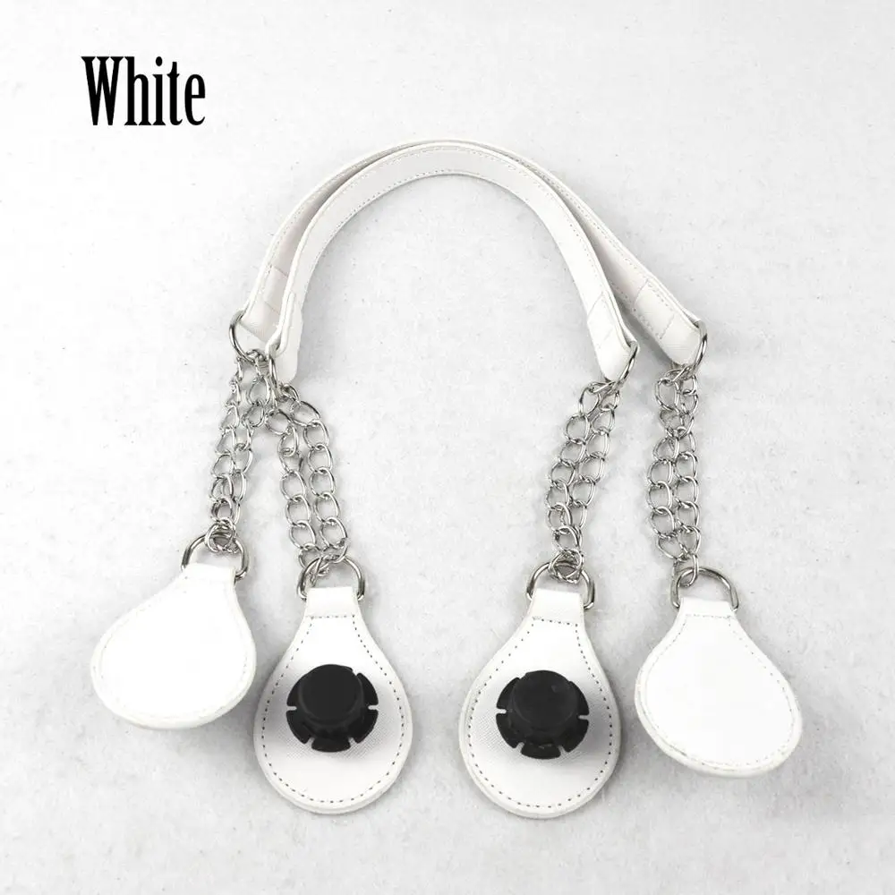 white TANQU, 1 пара, искусственная кожа, рисунок по краям, ручка с цепочкой, двойная металлическая цепь для O, сумка для EVA Obag, женская сумка - Цвет: white