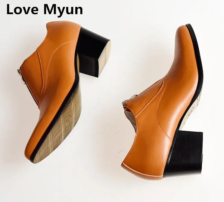 Туфли мужские из натуральной кожи высокий каблук заостренный носок модные