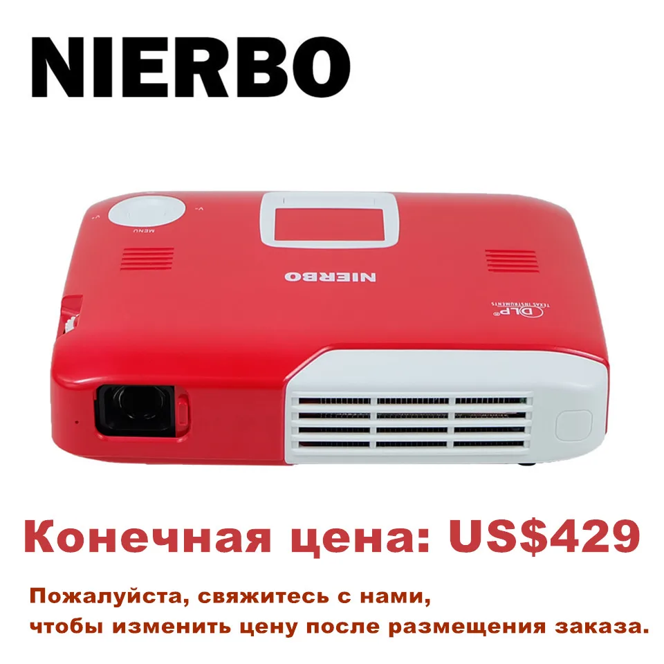 NIERBO мини проектор Full 3D Портативный Беспроводной Батарея Поддержка 4 К Android Wi Fi
